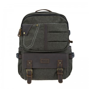 18SC-6891D Army Green Durabel lærred ægte læder rygsæk Business bærbar taske Ægte rejsepakke